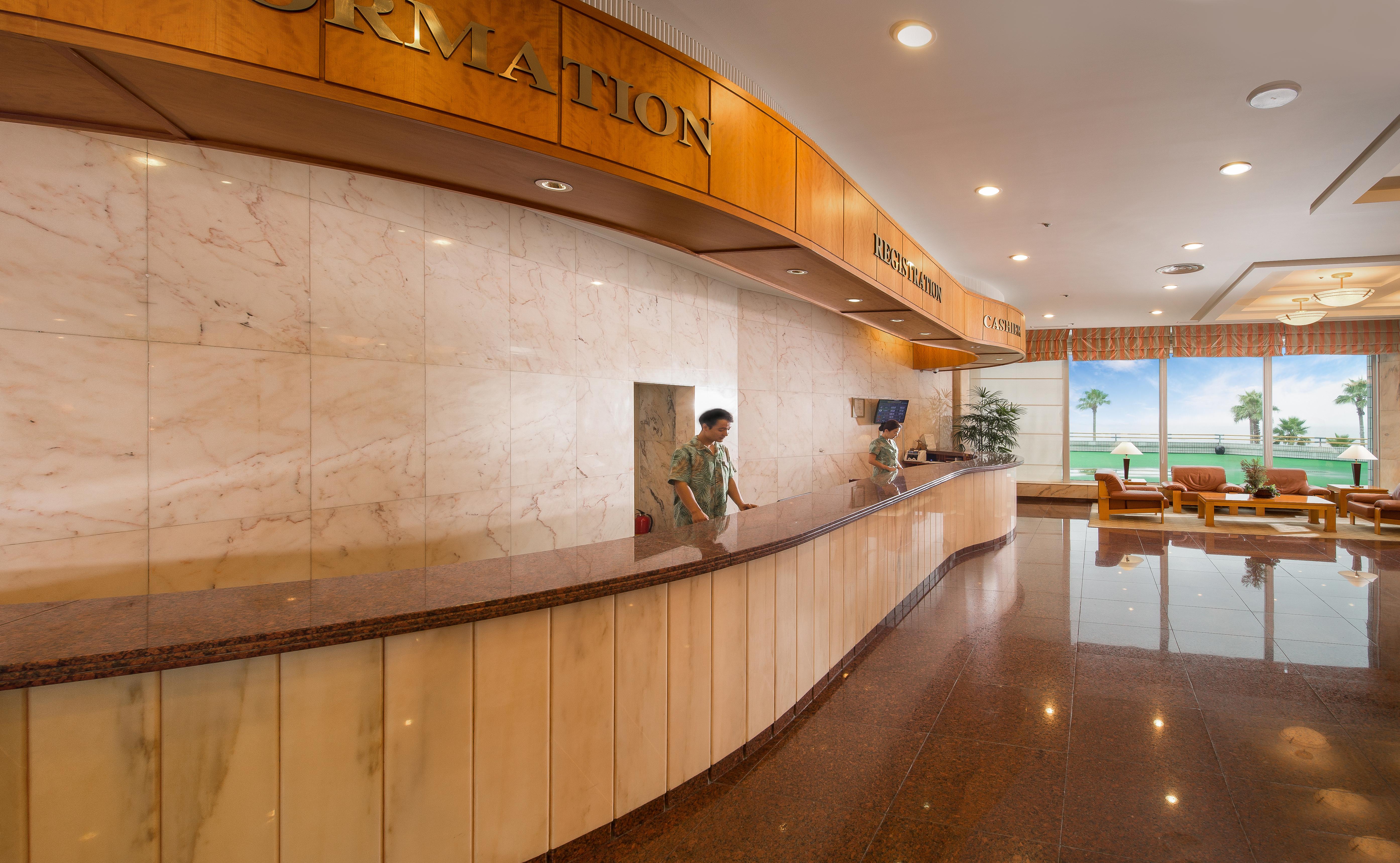 Seogwipo Kal Hotel Exterior foto Reception desk at a hotel