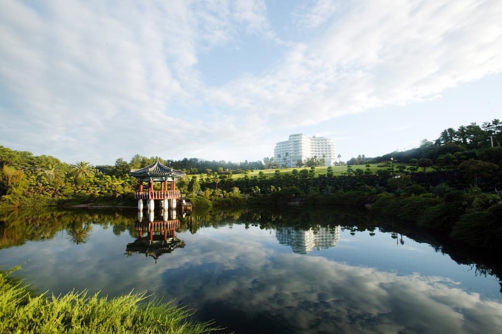 Seogwipo Kal Hotel Exterior foto View of the lake at the park